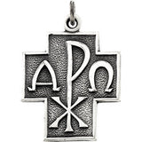 14K Yellow 24.5x22mm Alpha Omega Cross Pendant