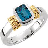 London Blue Topaz Granulated Design Ring