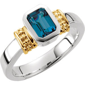 London Blue Topaz Granulated Design Ring