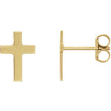 14K Yellow 7x5mm Cross Earrings