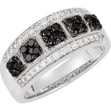 14K White Black Rhodium Plated 3-4 CTW Black & White Diamond Ring