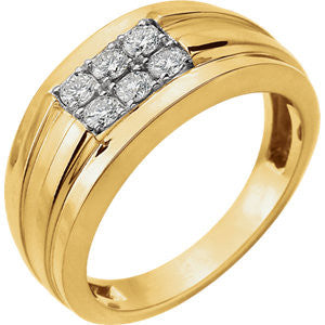 14K Yellow & White 1-2 CTW Diamond Men's Ring