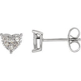 14K White 1-6 CTW Diamond Heart Earrings