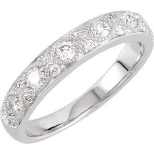 14K White Diamond Anniversary Band