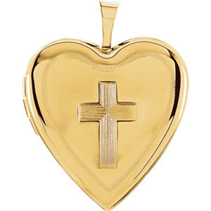 Sterling Silver 16x15.75mm Cross Heart Locket