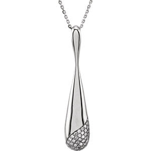 14K White 1-5 CTW Diamond Teardrop 18" Necklace