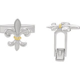 Sterling Silver & 14K Yellow Fleur-de-lis Cuff Links-Pair