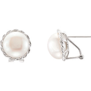 Sterling Silver 11mm Freshwater Pearl Earrings