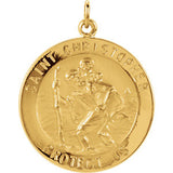 18K Yellow 21.75mm St. Christopher Medal