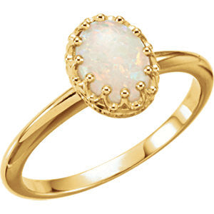 14K Yellow Opal Cabochon Ring