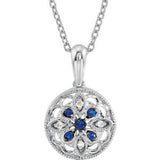 Sterling Silver Sapphire & .03 CTW Diamond 18" Necklace