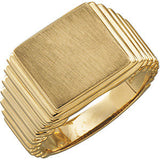 14K Yellow 14x13mm Square Signet Ring