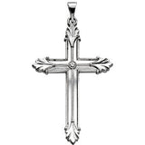 14K White 37.5x25.5mm Cross Pendant