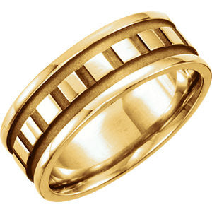 14K Yellow 7.75mm Design Band Size 11