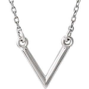 14K White "V" 16.5" Necklace