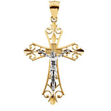 14K Yellow & White 50.5x36.5mm Crucifix Pendant