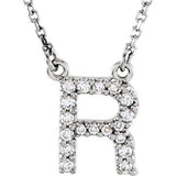 14K White Letter "A" 1-8 CTW Diamond 16" Necklace