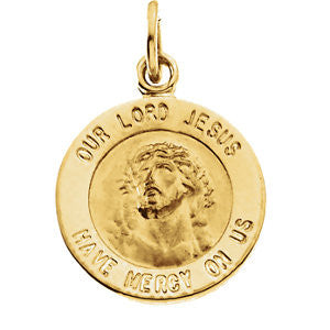 14K Yellow 15mm Round Our Lord Jesus Medal