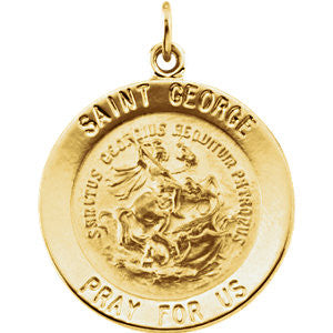 14K Yellow 18mm Round St. George Medal