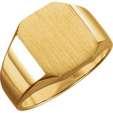 14K White 16x14mm Men's Signet Ring