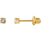 24K Yellow with Stainless Steel Solitaire "November" Birthstone Piercing Earrings