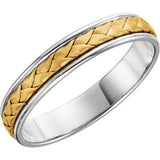 14K White & Yellow 4mm Hand-Woven Band Size 9.5