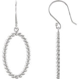 Sterling Silver Oval Beaded Design Earrings