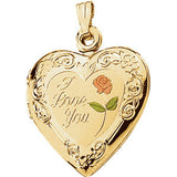 Enameled Roses "I Love You" Heart Locket