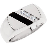 Sterling Silver Men's Onyx & 1-10 CTW Diamond Ring