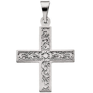 14K White 15.5x14mm Greek Cross Pendant