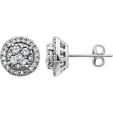 14K White 1-2 CTW Diamond Halo-Style Cluster Earrings