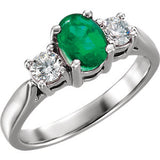 Platinum Emerald & 3-8 CTW Diamond Ring