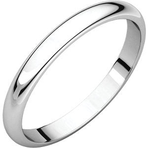 14K X1 White 2.5mm Half Round Band