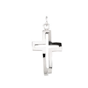 14K White 19x13mm CrossFish&trade; Pendant