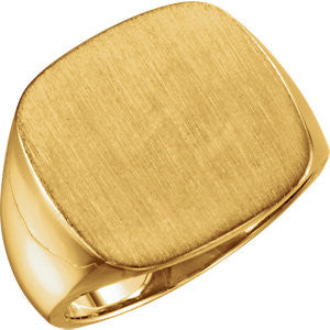 14K Yellow 18mm Men's Signet Ring with Brush Top Finish