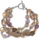 Freshwater Cultured Dyed Chocolate Pearl & Multi-Gemstone Bracelet