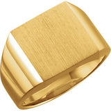 14K White 12mm Men's Signet Ring with Brush Finish