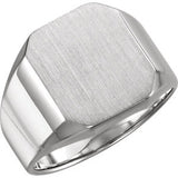 14K White 20x18mm Octagon Men's Signet Ring