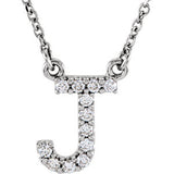 14K White Letter "A" 1-8 CTW Diamond 16" Necklace