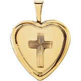 Sterling Silver 16x15.75mm Cross Heart Locket