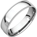 Sterling Silver 8mm Light Comfort Fit Milgrain Band