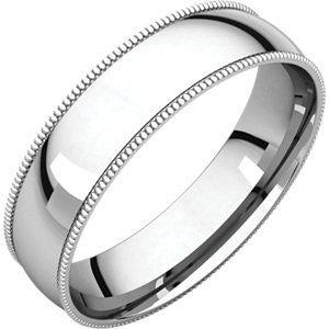 14K White 5mm Light Comfort Fit Milgrain Band