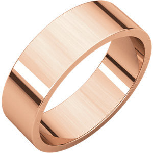 14K Rose 6mm Flat Band