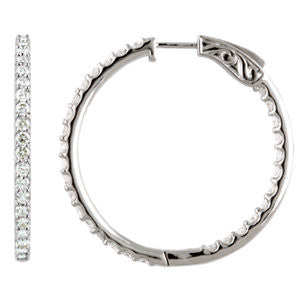 Sterling Silver Cubic Zirconia Inside-Outside Hoop Earrings