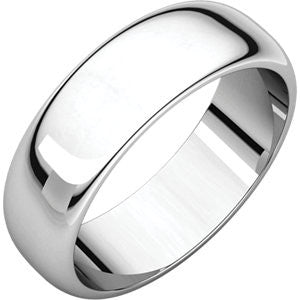 14K White 6mm Half Round Band