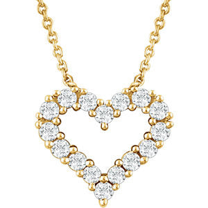 14K Yellow 1/4 CTW Diamond Heart 18" Necklace