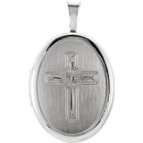 Sterling Silver Oval Cross Locket