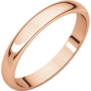 14K Rose 4mm Half Round Light Band