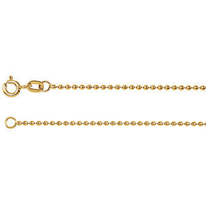 14K Yellow Solid Bead 18" Chain