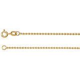 14K Yellow Solid Bead 7" Chain